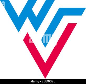 Buchstabe w r V einfacher Logo-Vektor mit geometrischem Dreieck Stock Vektor