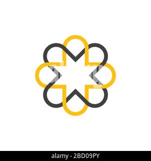 Farbenfroher Blumenwirbel überlappender Linien-Design-Vektor Stock Vektor