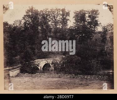 Burnside Bridge über Antietam Creek Maryland von Gardners Sketchbook of the Civil war. Stockfoto