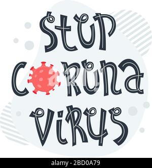 Vektor-Beschriftung der Kovid-19. Kampf gegen das Coronavirus. Beenden Sie Coronavirus. Stock Vektor