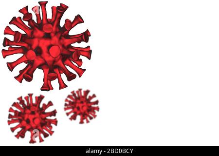 3d-Modell eines Coronavirus Coronavirus covid 19 RNA Virus vor einem einfachen Hintergrund, der Platz für Text bietet Stockfoto