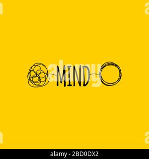 Mind- oder Gehirnsymbol, Hand Draw Mind Word, Coaching-Zeichen, Transformationssymbol, Vektordarstellung Stock Vektor