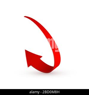 Realistischer roter, wirbelnde Pfeil. Vektorgrafiken auf weißem Hintergrund Stock Vektor