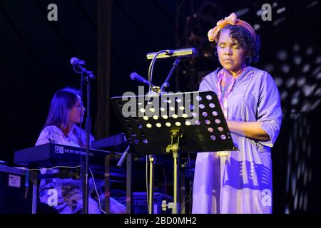 Eine Veränderung wird auf dem WOMAD Festival, dem Charton Park, Großbritannien, auftreten. Juli 2019 Stockfoto