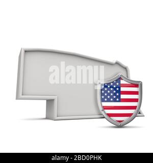 Amerikanischer Staat Nebraska, mit Sternen und Streifen schützen. 3D-Rendering Stockfoto
