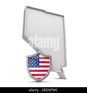 US-Bundesstaat Nevada mit Sternen und Streifen schützen. 3D-Rendering Stockfoto