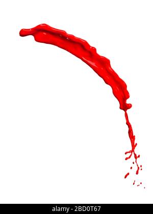 Grandioses rotes Farbenspritzen isoliert auf weißem Hintergrund Stockfoto