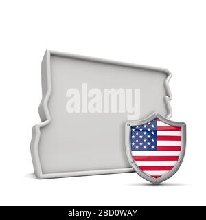 US-Bundesstaat Oregon, mit Sternen und Streifen schützen. 3D-Rendering Stockfoto