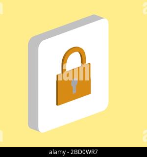 Symbol für einfachen Vektor mit geschlossener Verriegelung. Designvorlage für Symbole für Web Mobile UI-Element. Perfektes farbisometrisches Piktogramm auf 3D-weißem Quadrat. C Stock Vektor