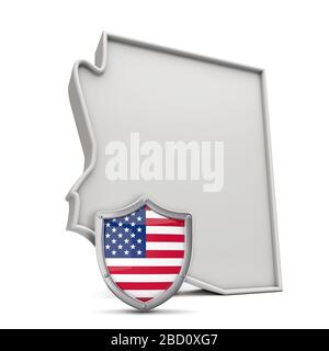 Amerikanischer Staat Arizona, mit Sternen und Streifen Schild. 3D-Rendering Stockfoto