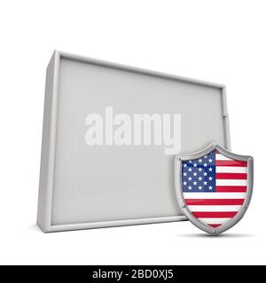 Amerikanischer Staat Colorado, mit Sternen und Streifen Schild. 3D-Rendering Stockfoto