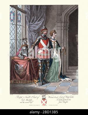 Medeival Ritter in Rüstung und Dame, Ralph Neville, 1st Earl of Westmorland, Earl Marshal (c 1364 - 21. Oktober 1425), war ein englischer Adeliger des H Stockfoto