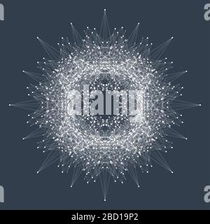 Quantum computer Technologie Konzept. Sphäre explosion Hintergrund. Vertieftes Lernen der künstlichen Intelligenz. Grosse Daten Algorithmen Visualisierung. Wellen Durchfluss Stock Vektor