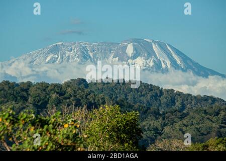 Blick auf den Kilimandscharo-Berg, Tansania, Afrika Stockfoto