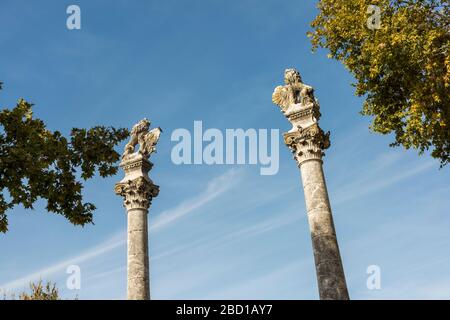 Die römischen Säulen des Herkules, Alameda de Hércules, La Alameda in Sevilla Spanien Stockfoto