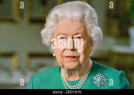 Queen's Elizabeth II Speech - Ihre Majestät veröffentlicht historische Coronavirus Botschaft vom 05. April 2020 Stockfoto