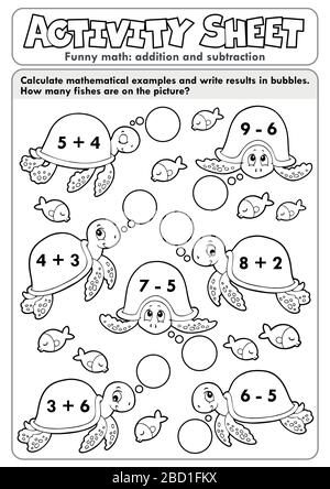 Aktivitätsblatt Mathematisches Thema 7 - eps10-Vektorgrafiken. Stock Vektor