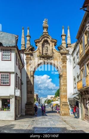 Porta Nova Arch, Braga, Minho, Portugal, Europa Stockfoto