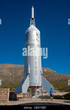 Ausstellung im Freien mit Rakete Little Joe 2 im New Mexico Museum of Space History, Alamogordo, New Mexico, United States of America, Nordamerika Stockfoto