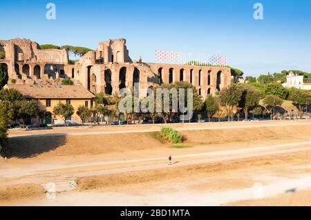 Circus Maximus, Überreste von kaiserlichen Palästen (Domus Augustana und Severiana), UNESCO-Weltkulturerbe, Rom, Latium, Italien, Europa Stockfoto