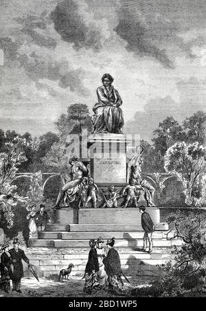 Ludwig van Beethoven Denkmal oder Denkmal Wien Österreich? Vintage oder Old Illustration oder Gravur 1881 Stockfoto