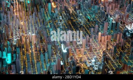 3D-Bild gerendert werden, Luftaufnahme von stadtbild Hintergrund. 3D-Rendering. Stockfoto