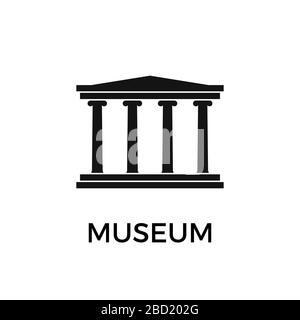 Museumsgebäude. Schlichte Flachmuseumsymbole. Vektorgrafiken Stock Vektor