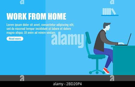 Lernen, studieren oder arbeiten von Home WFH während Coronavirus COVID-19 Epidemie Epidemie Ausbruch. Fernarbeits-Online-Klasse Für Videokonferenzen Stock Vektor