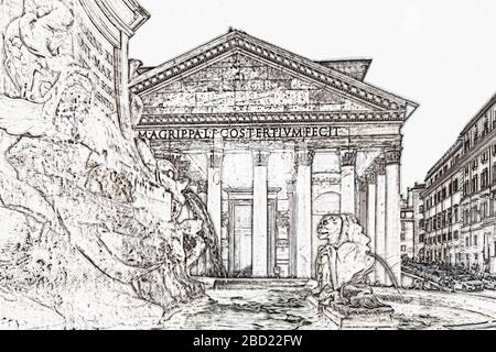 Das Pantheon ist ein altes Gebäude in Rom und seit 609 n. Chr., eine katholische Kirche, Rom, Latium, Italien, Europa Stockfoto