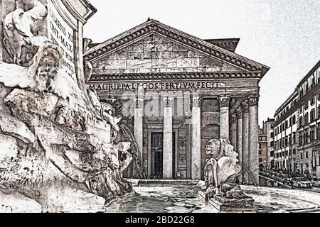 Das Pantheon ist ein altes Gebäude in Rom und seit 609 n. Chr., eine katholische Kirche, Rom, Latium, Italien, Europa Stockfoto