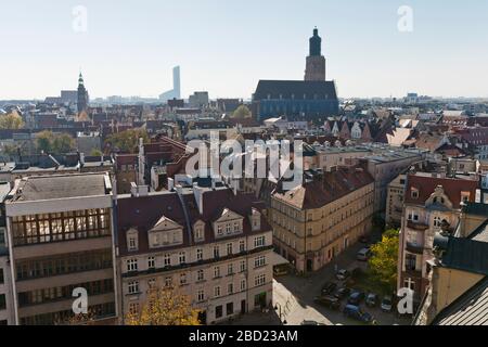 Blick auf die Stadt vom Dach der Universität Breslau Stockfoto