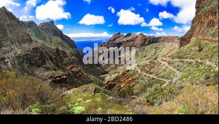 Unglaubliche Natur auf Tenera, in der Nähe des Dorfes Masca, Kanarische Insel, Spanien. Stockfoto