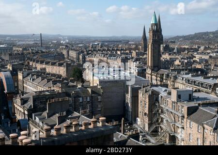 Blick auf das westliche Ende von Edinburgh, Schottland. Stockfoto