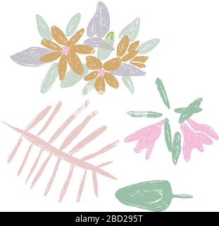 Moderne abstrakte Blumenkunst in pastellfarbenen skandinavischen Farben. EPS-Illustration Clip Arts Stock Vektor