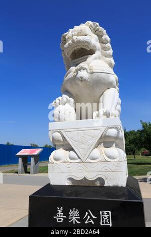 Statue im Sien Lok Park, Calgary, Alberta, Kanada Stockfoto