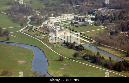 Luftaufnahme des Chatsworth House Herrensitz Stockfoto