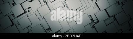 Grauer, moderner futuristischer Cubes Hintergrund, 3D-Render-Illustration Stockfoto