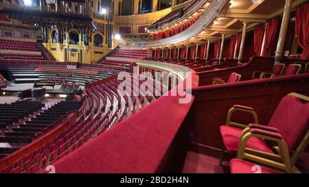 Inneneinrichtung der Royal Albert Hall ohne Leute Stockfoto