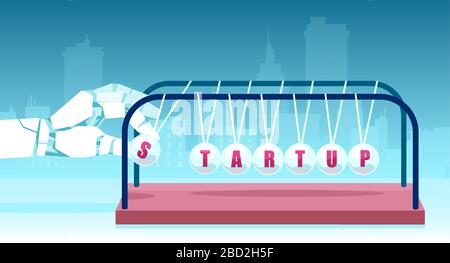 Vektor einer Roboterhand, die im Startprozess implementiert ist Stock Vektor