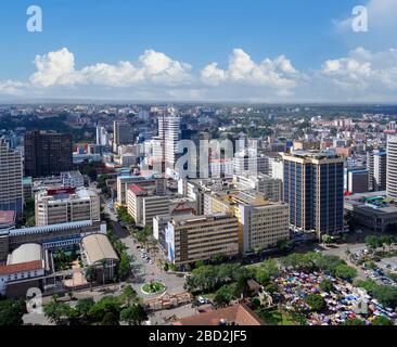 Skyline von der Spitze des KICC-Turms, Nairobi, Kenia, Ostafrika Stockfoto