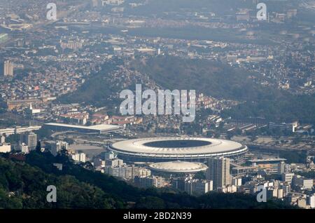 Estadio Maracana in rio De janerio, Heimstadion der Fußballmannschaften Bzil, Botafogo, Fluminense und Flamelo, Luftaufnahme Stockfoto