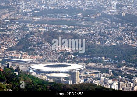 Estadio Maracana in rio De janerio, Heimstadion der Fußballmannschaften Bzil, Botafogo, Fluminense und Flamelo, Luftaufnahme Stockfoto