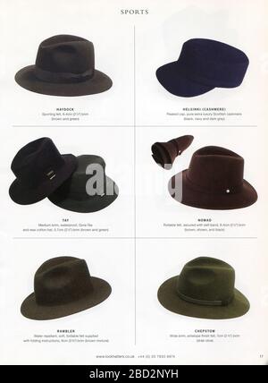 Catalog Hats J. Lock & Co., erstmals in Großbritannien veröffentlicht. Stockfoto