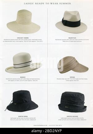 Catalog Hats J. Lock & Co., erstmals in Großbritannien veröffentlicht. Stockfoto