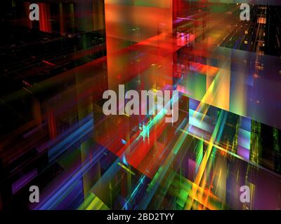 Bunte 3D-Illustration in Technologie oder im Sci-Fi-Stil Stockfoto