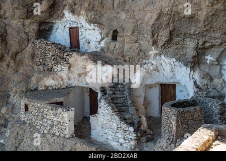 Altes historisches Höhlendorf auf Gran Canaria, Acusa Seca genannt Stockfoto