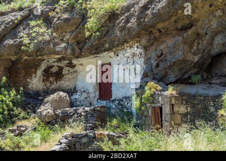 Altes historisches Höhlendorf auf Gran Canaria, Acusa Seca genannt Stockfoto
