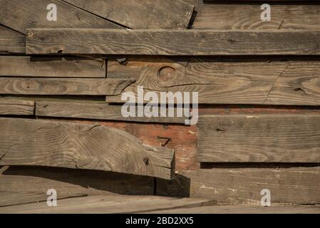 Holzstruktur. Hintergrund alte Platten. Dunkelbraune Holzoberfläche. Textur für Hintergrund. Stockfoto