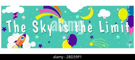 Der Himmel ist das inspirierende Banner-Design der Kinder. Stock Vektor