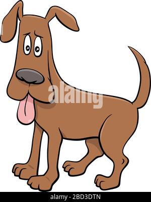 Cartoon-Illustration von "Starled Dog Comic"-Tierfigur mit ausgesteckter Zunge Stock Vektor